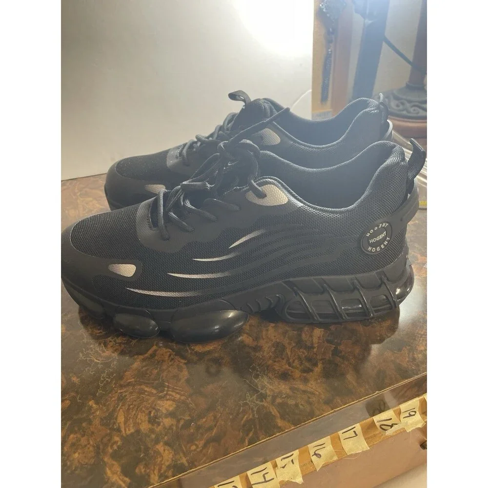Hogent Work Shoes Womens 10.5 Black Steel Toe Lace Up Chunky Soles Industrial